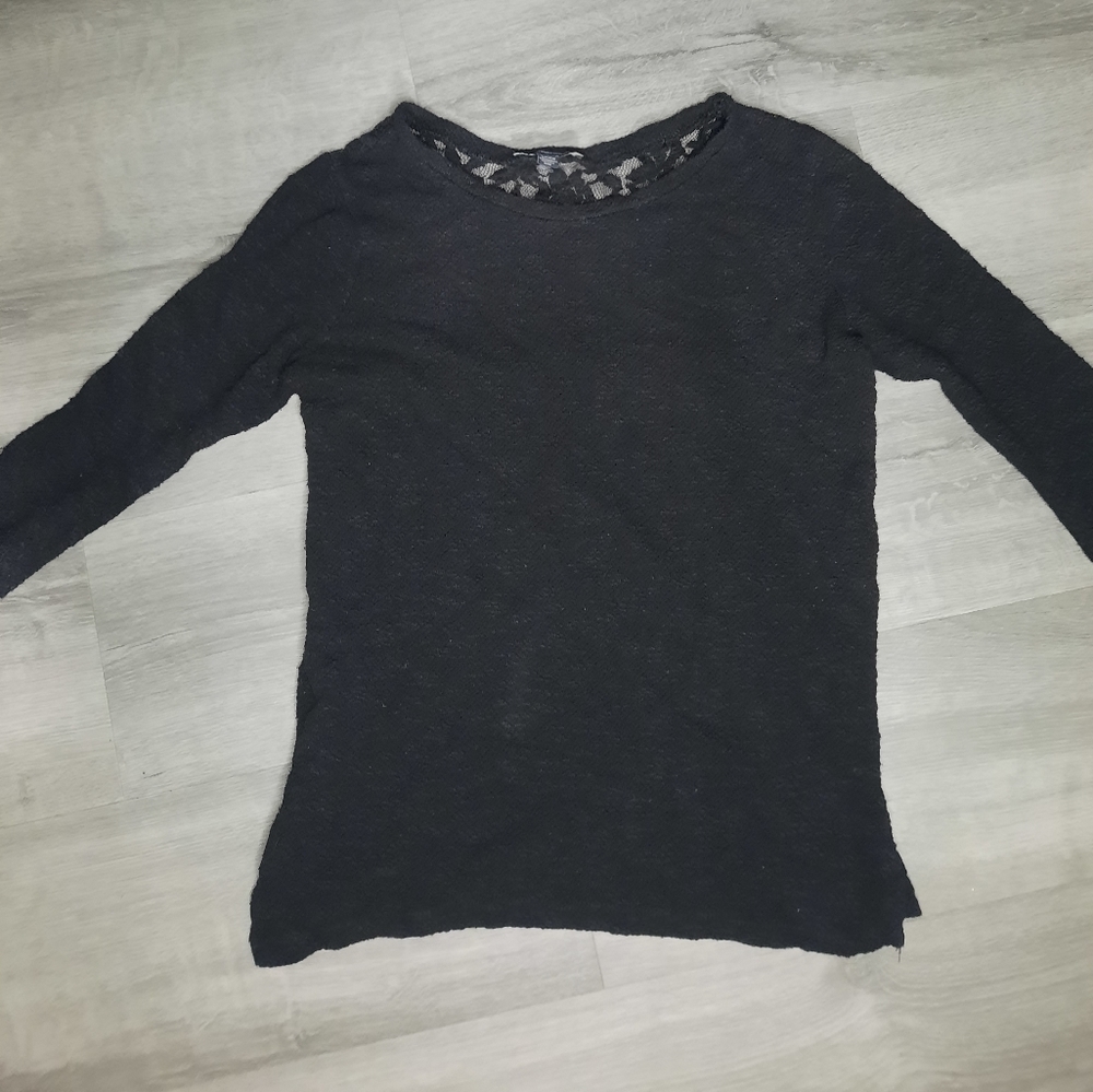 American Eagle Black Lace Long Sleeve Shirt